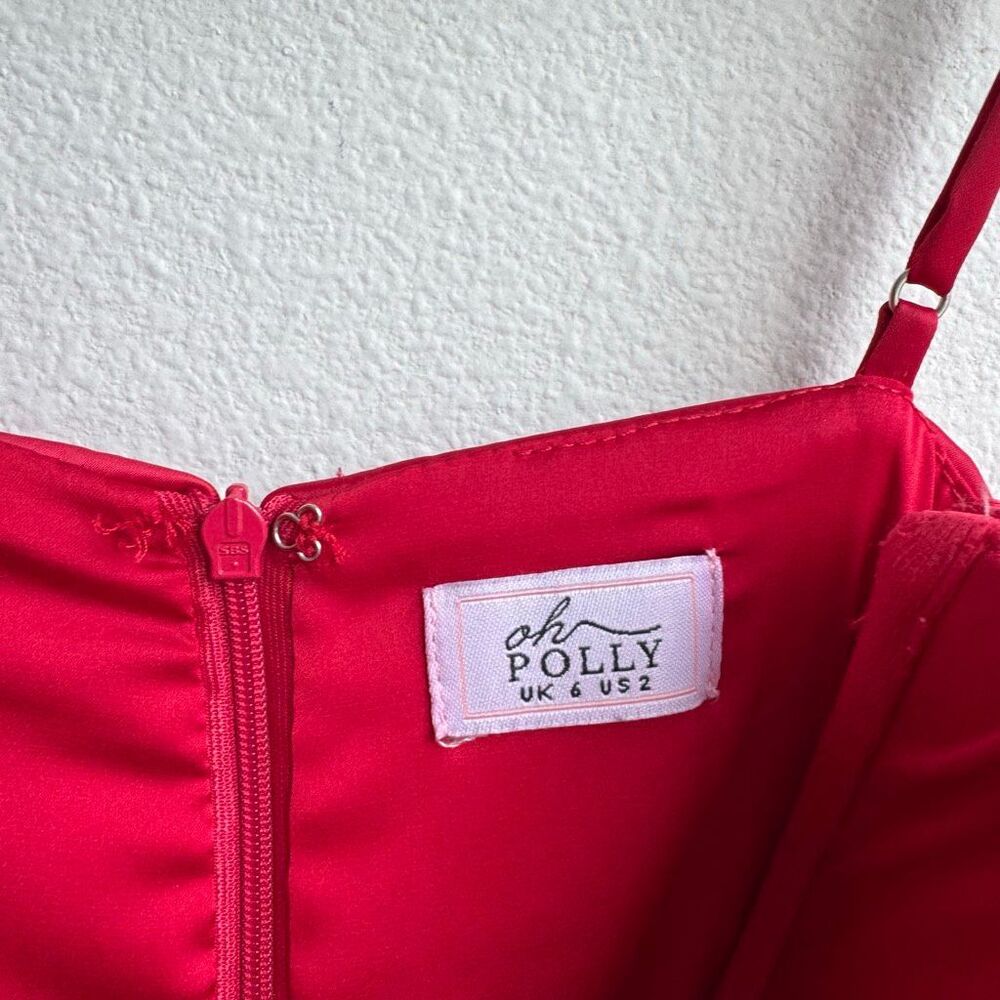 Oh Polly Lace Bustier Corset Mini Ruched Dress Fire Red Size US 2 / XS - Picture 7 of 11